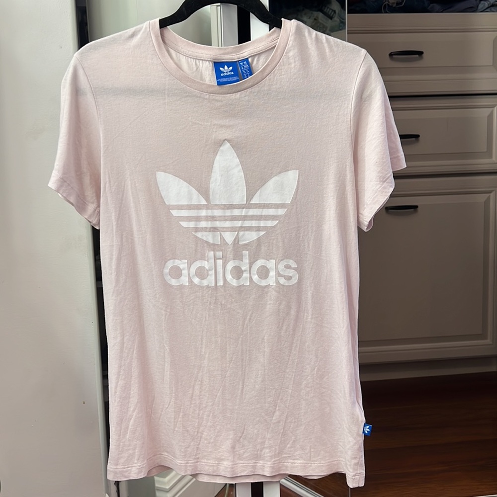 Adidas T-Shirt Logo Sporty Lightweight Workout Top Mauve XS